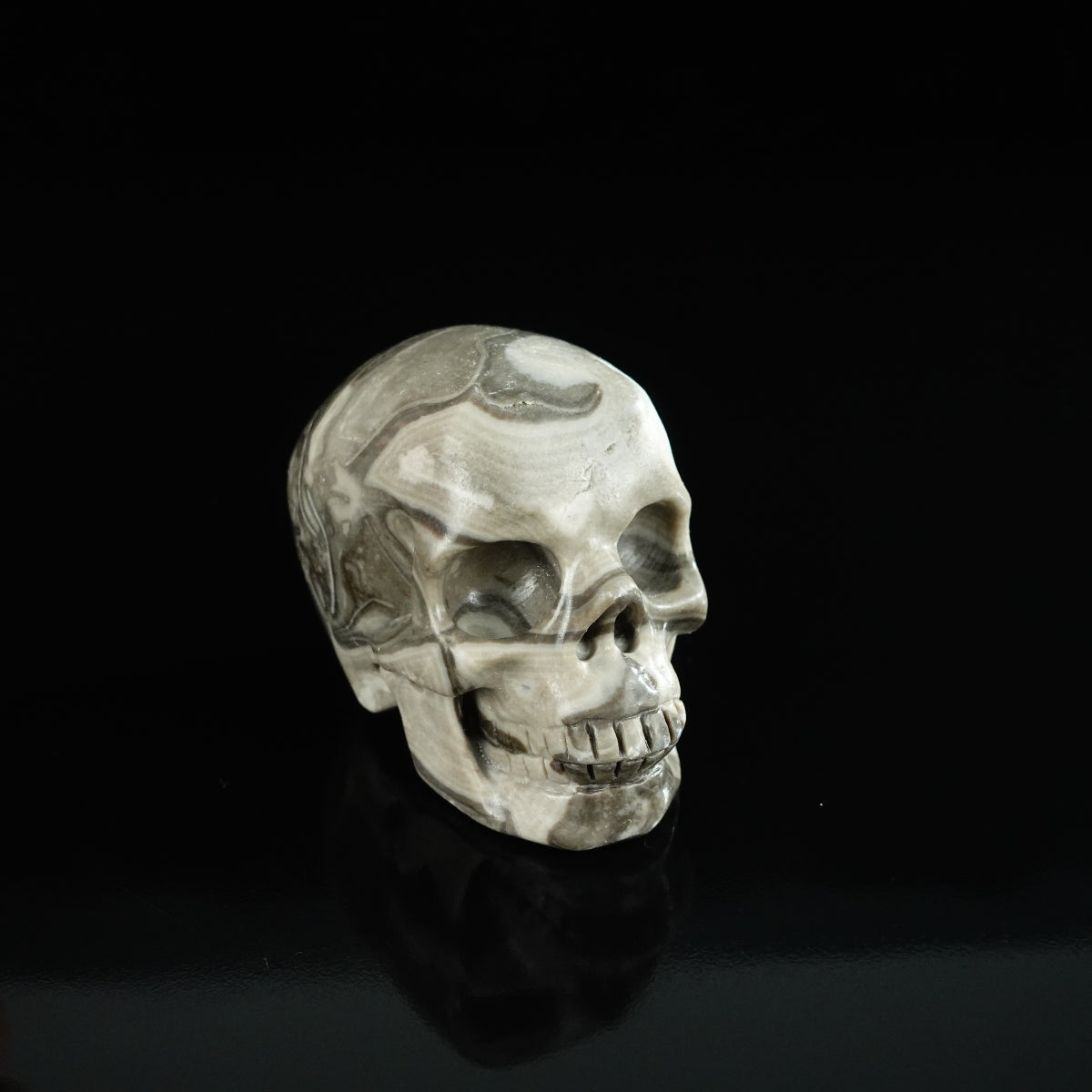 2.2" Black Crazy Atage Crystal Skull Carving - Unique Piece #CA14