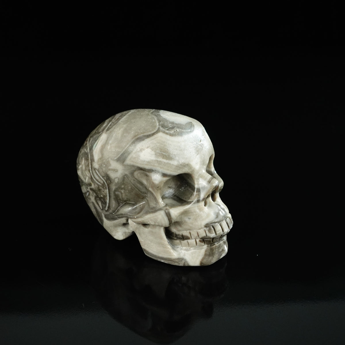 2.2" Black Crazy Atage Crystal Skull Carving - Unique Piece #CA14