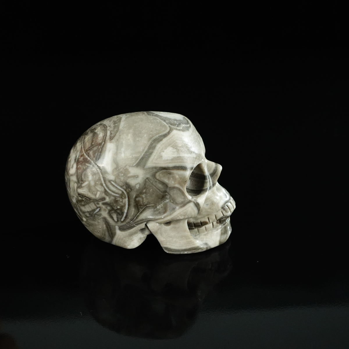 2.2" Black Crazy Atage Crystal Skull Carving - Unique Piece #CA14