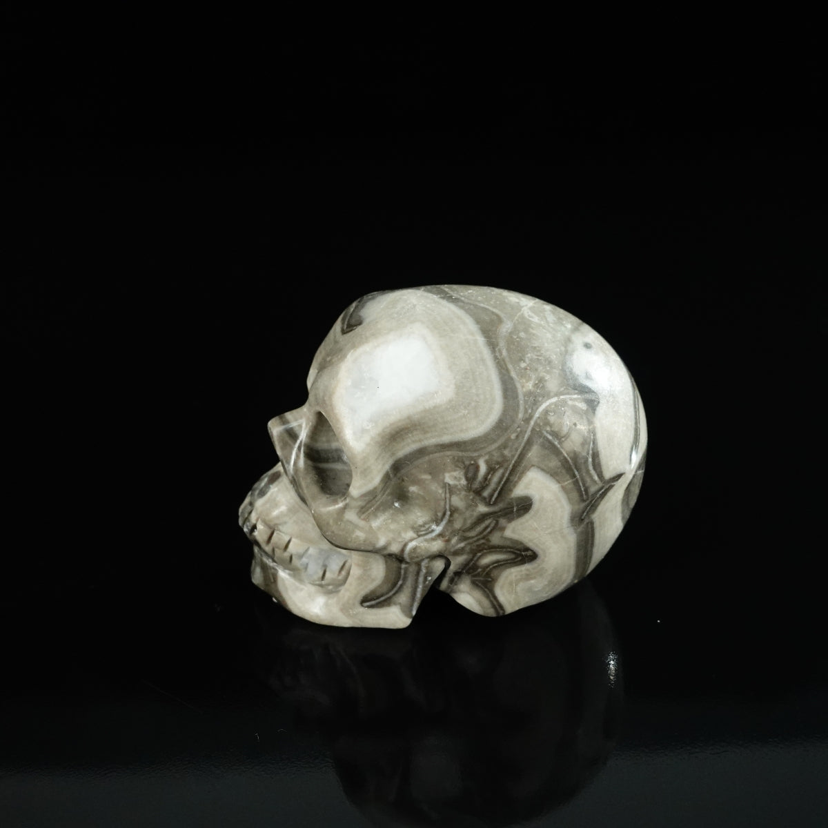 2.2" Black Crazy Atage Crystal Skull Carving - Unique Piece #CA14