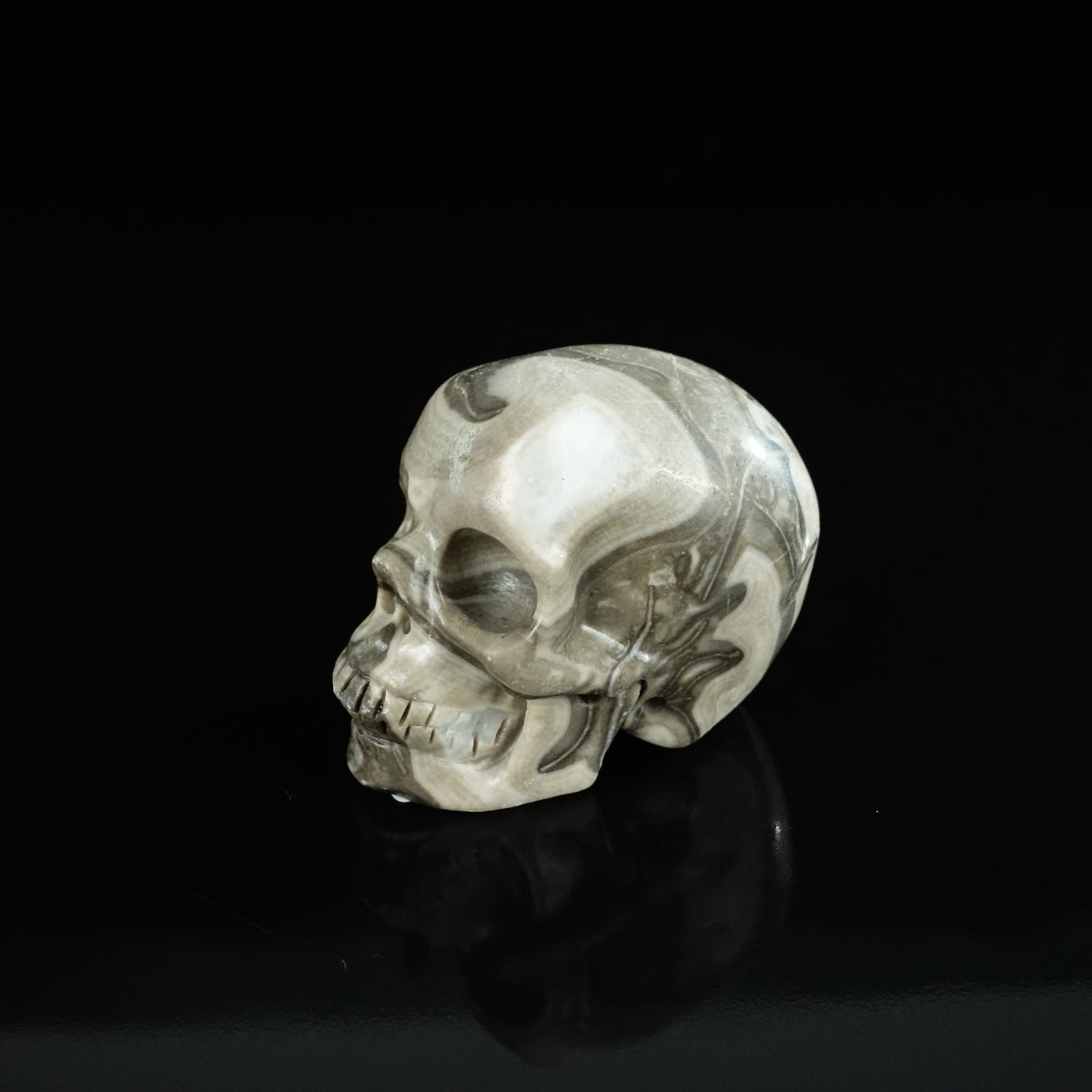 2.2" Black Crazy Atage Crystal Skull Carving - Unique Piece #CA14