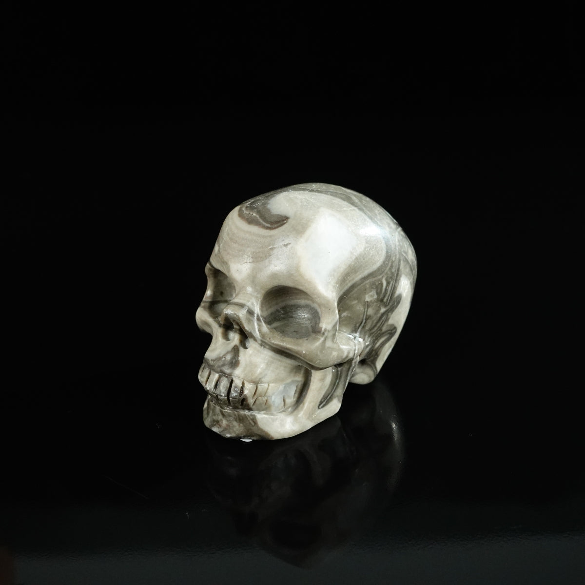 2.2" Black Crazy Atage Crystal Skull Carving - Unique Piece #CA14