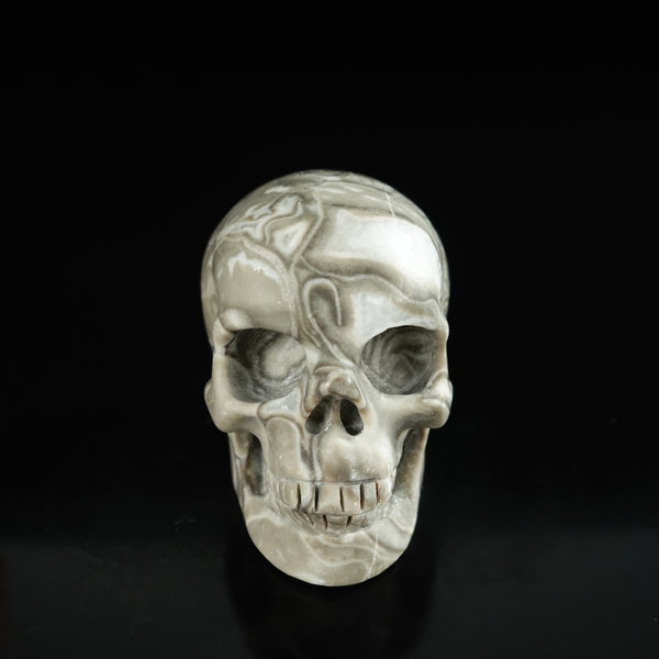 2.2" Black Crazy Atage Crystal Skull Carving - Unique Piece #CA15