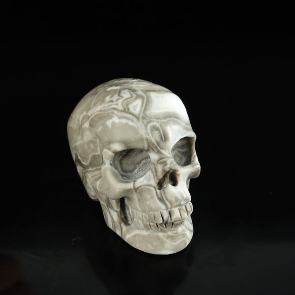 2.2" Black Crazy Atage Crystal Skull Carving - Unique Piece #CA15 - alternate view
