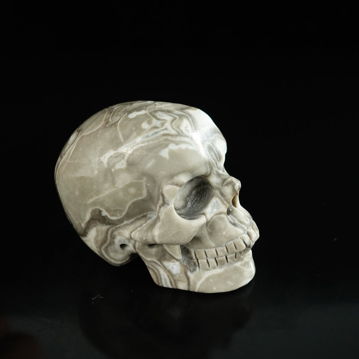 2.2" Black Crazy Atage Crystal Skull Carving - Unique Piece #CA15