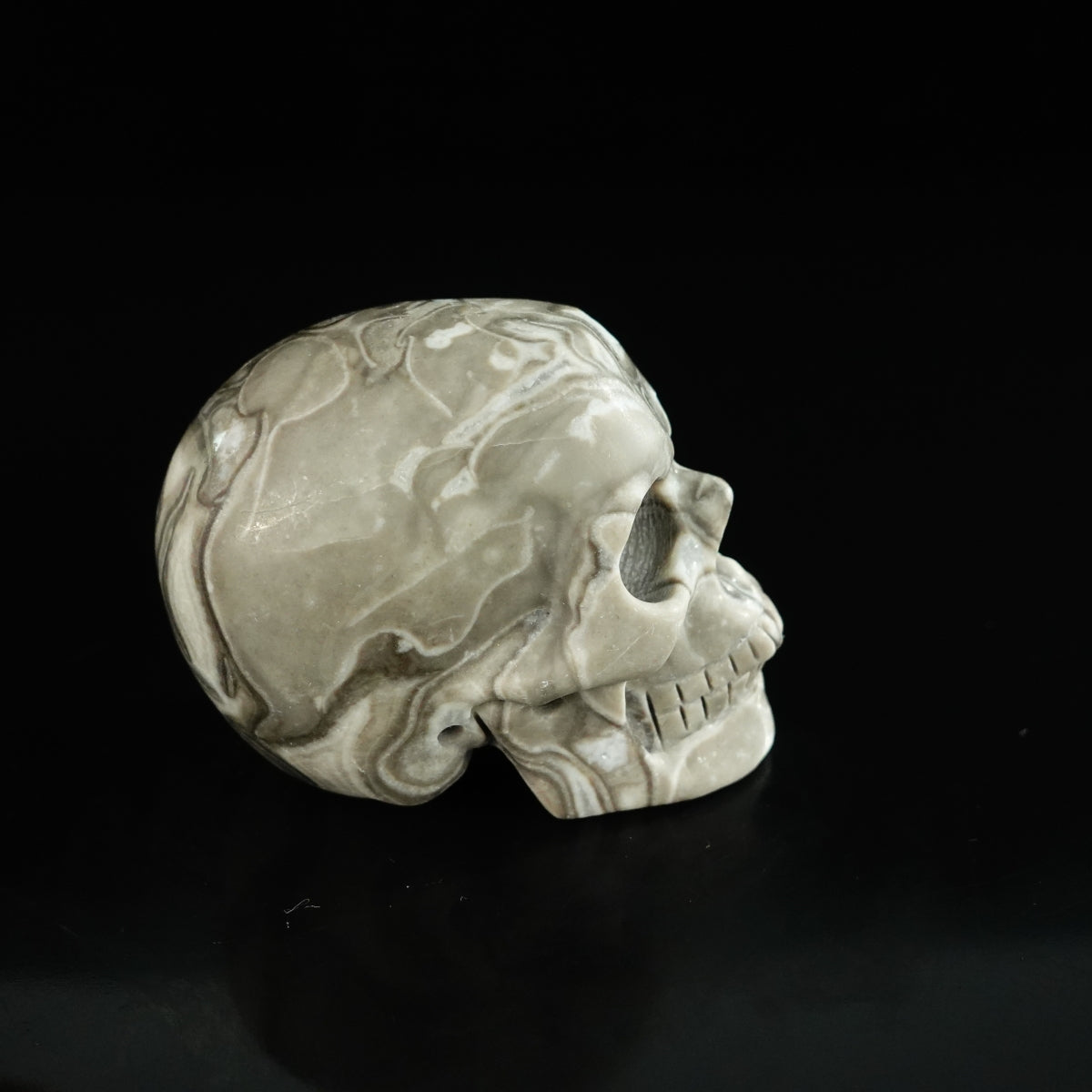 2.2" Black Crazy Atage Crystal Skull Carving - Unique Piece #CA15