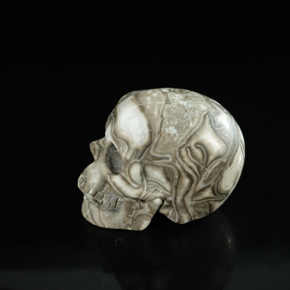 2.2" Black Crazy Atage Crystal Skull Carving - Unique Piece #CA15