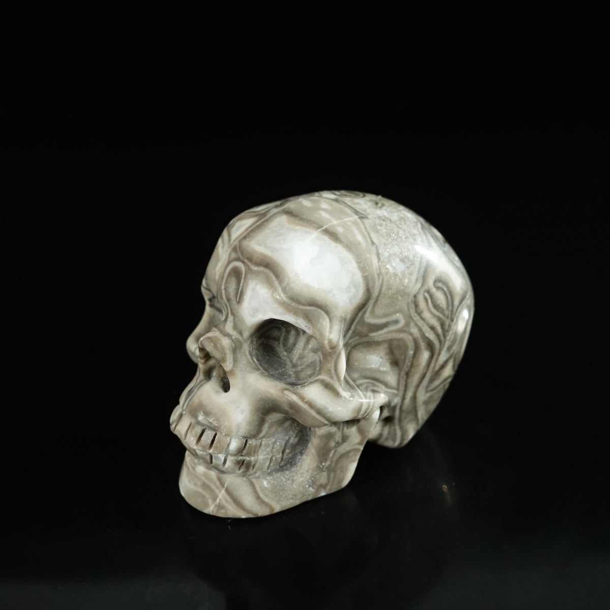 2.2" Black Crazy Atage Crystal Skull Carving - Unique Piece #CA15