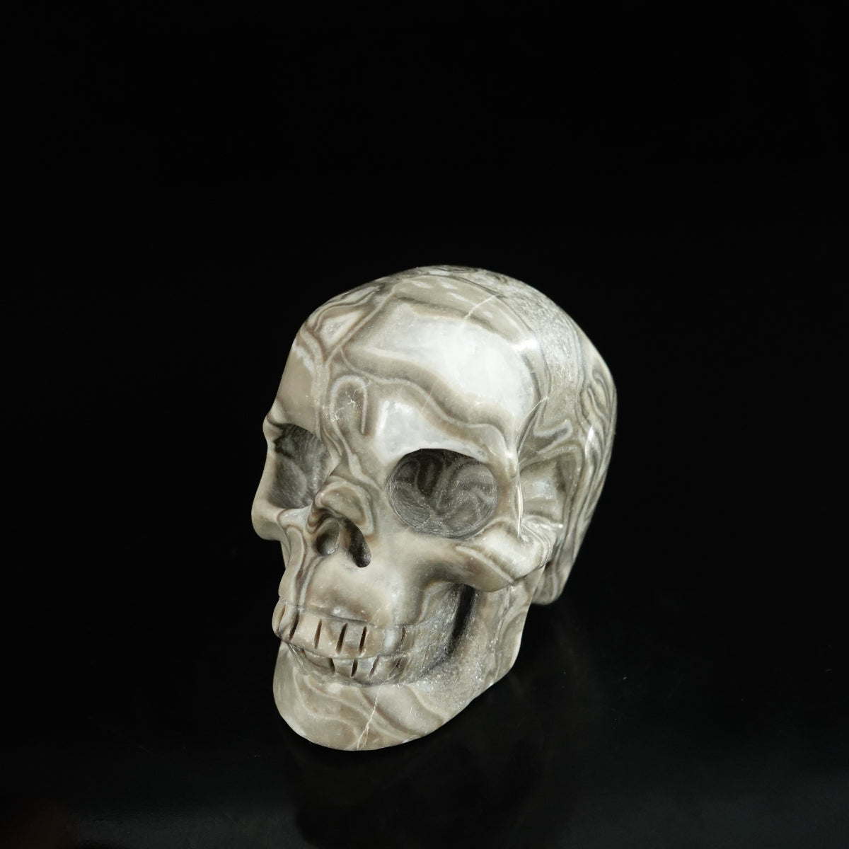 2.2" Black Crazy Atage Crystal Skull Carving - Unique Piece #CA15