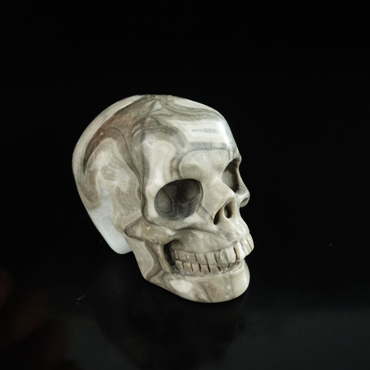 2.2" Black Crazy Atage Crystal Skull Carving - Unique Piece #CA16