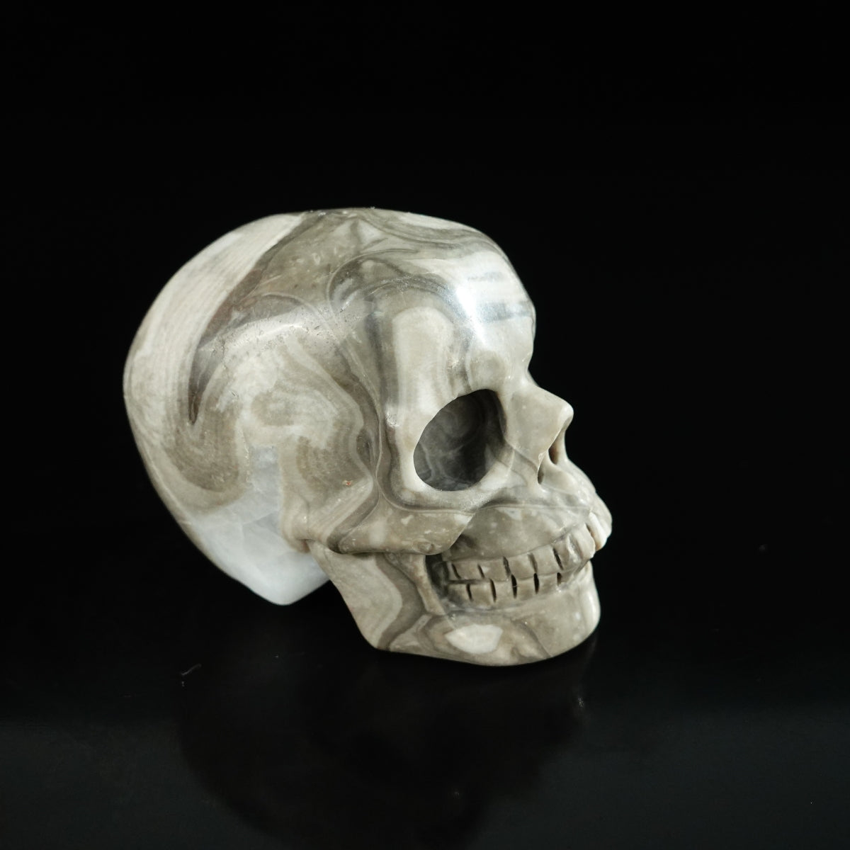 2.2" Black Crazy Atage Crystal Skull Carving - Unique Piece #CA16