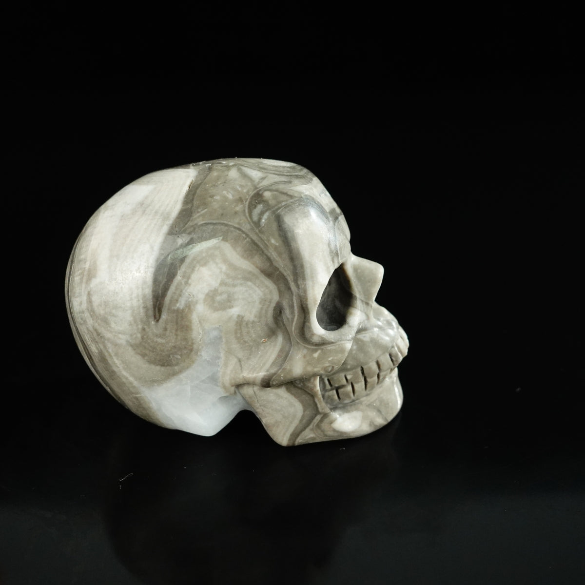 2.2" Black Crazy Atage Crystal Skull Carving - Unique Piece #CA16
