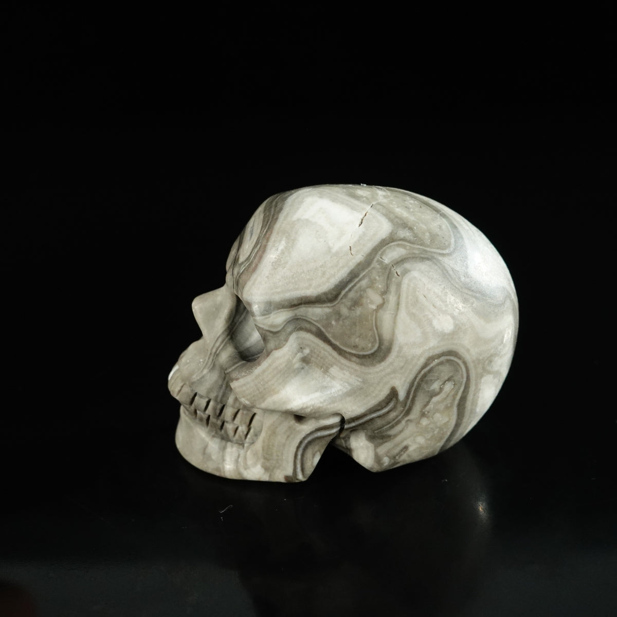 2.2" Black Crazy Atage Crystal Skull Carving - Unique Piece #CA16