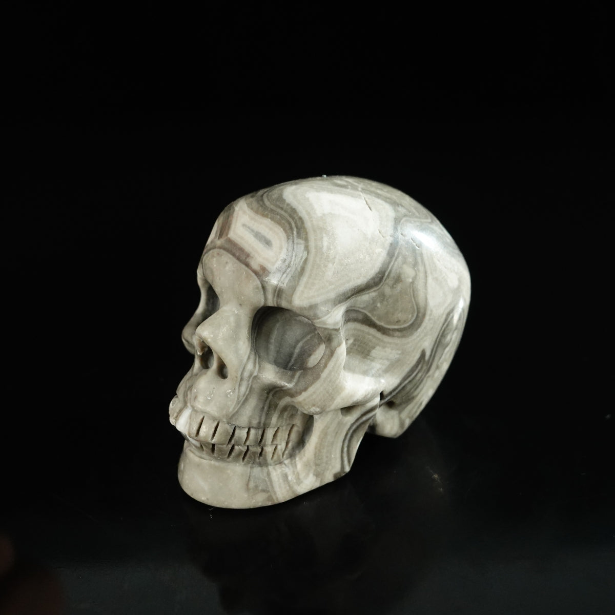 2.2" Black Crazy Atage Crystal Skull Carving - Unique Piece #CA16