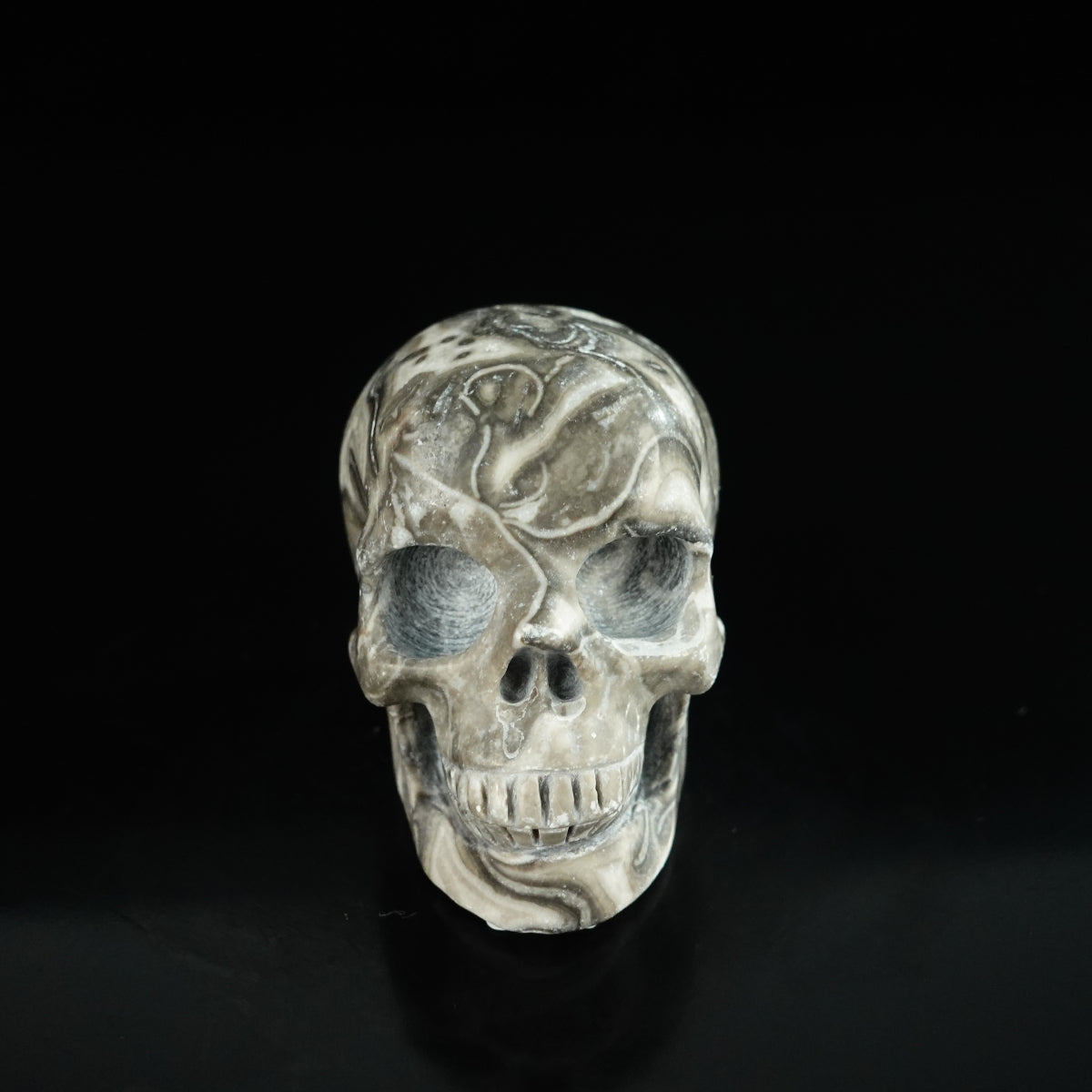 2.2" Black Crazy Atage Crystal Skull Carving - Unique Piece #CA17