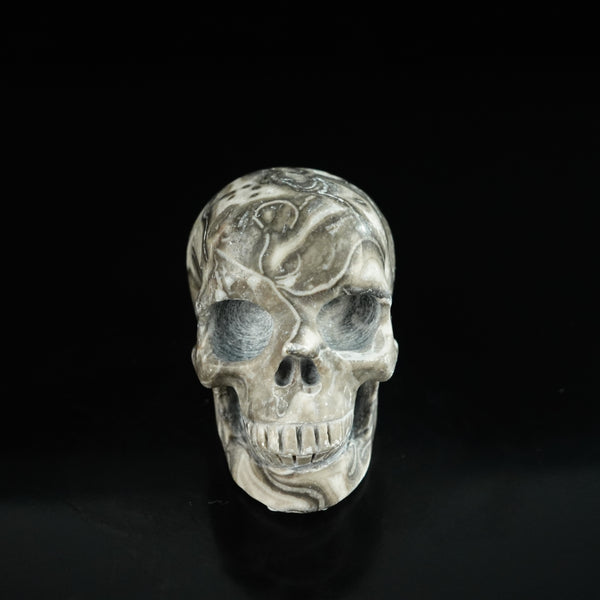2.2" Black Crazy Atage Crystal Skull Carving - Unique Piece #CA17