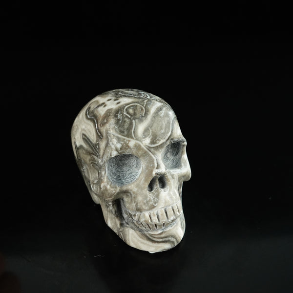 2.2" Black Crazy Atage Crystal Skull Carving - Unique Piece #CA17 - alternate view