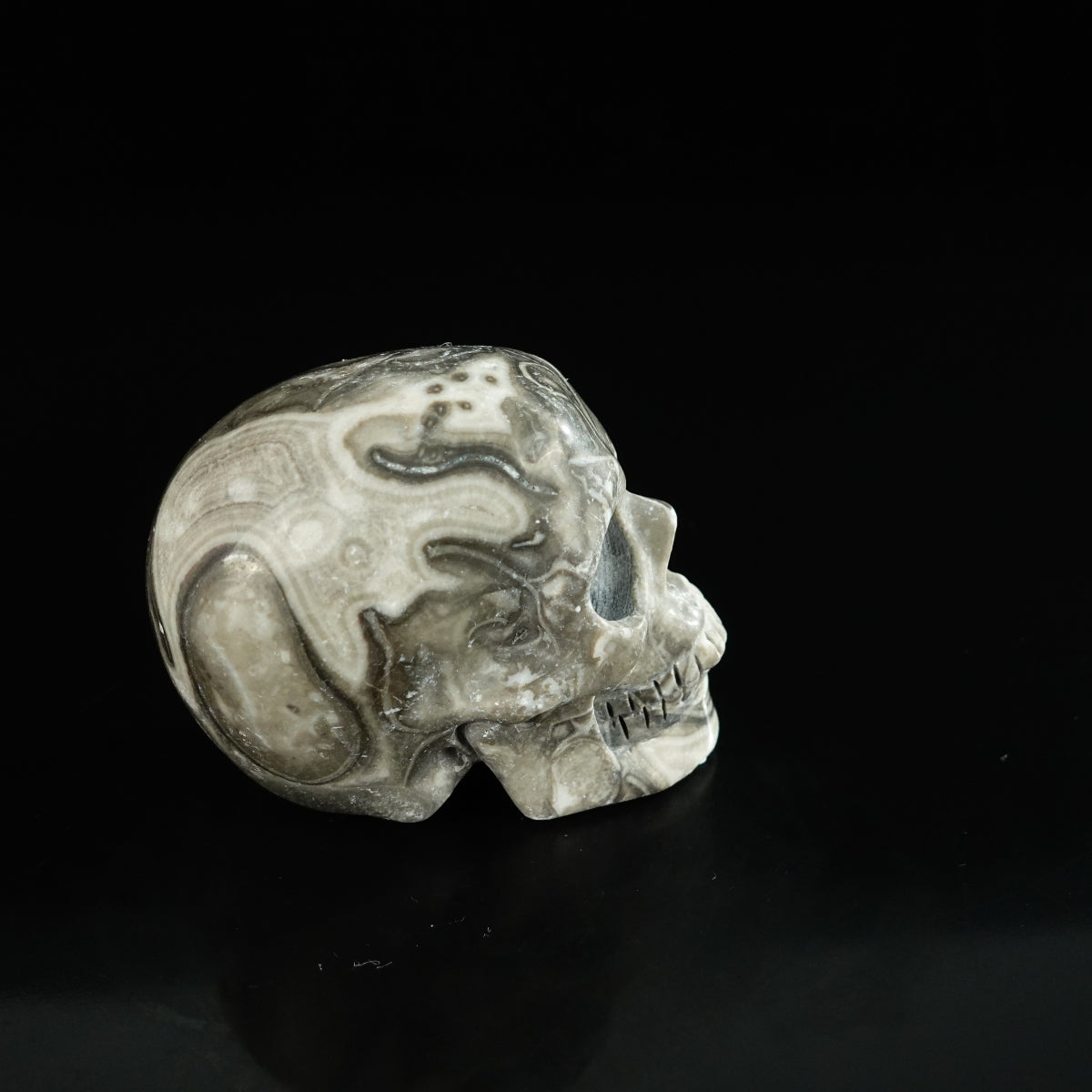 2.2" Black Crazy Atage Crystal Skull Carving - Unique Piece #CA17