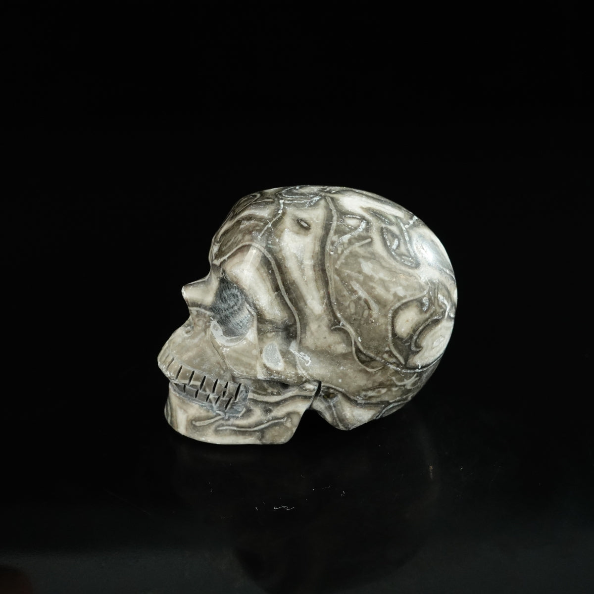 2.2" Black Crazy Atage Crystal Skull Carving - Unique Piece #CA17