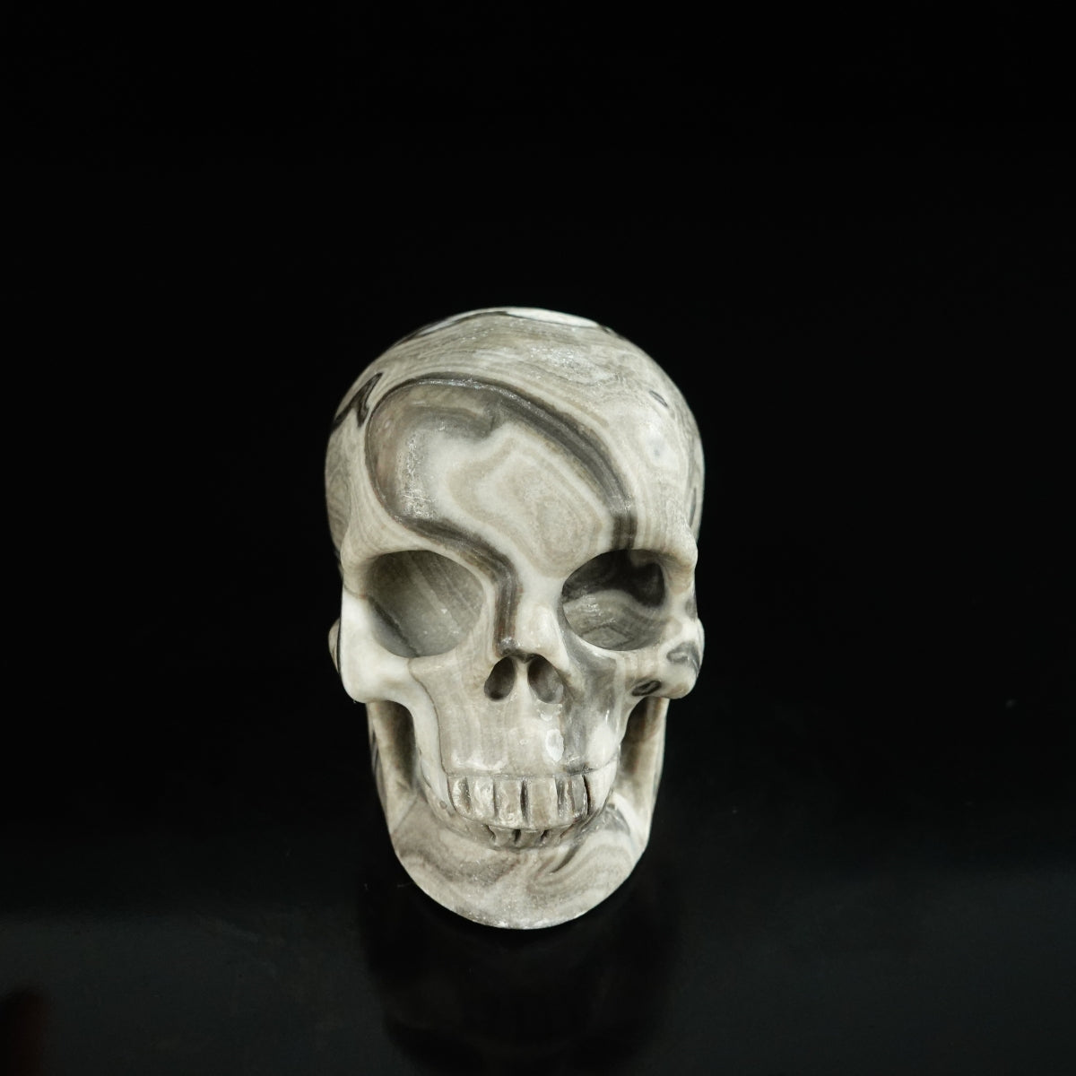 2.2" Black Crazy Atage Crystal Skull Carving - Unique Piece #CA18