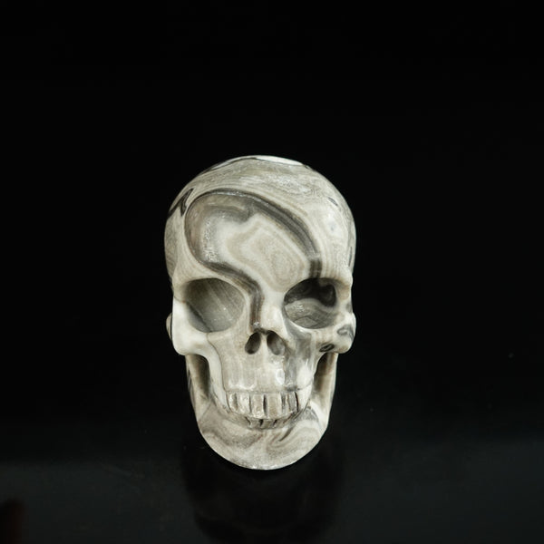 2.2" Black Crazy Atage Crystal Skull Carving - Unique Piece #CA18