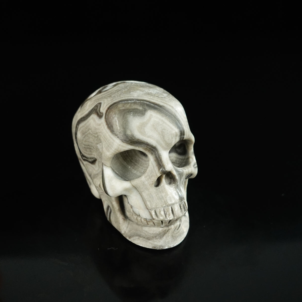 2.2" Black Crazy Atage Crystal Skull Carving - Unique Piece #CA18