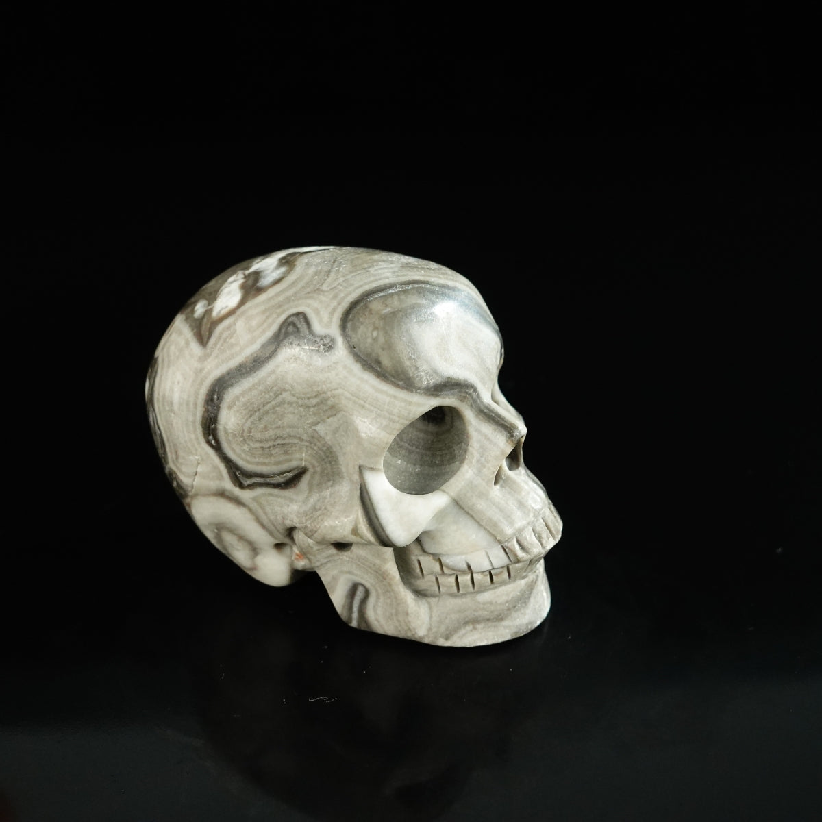 2.2" Black Crazy Atage Crystal Skull Carving - Unique Piece #CA18