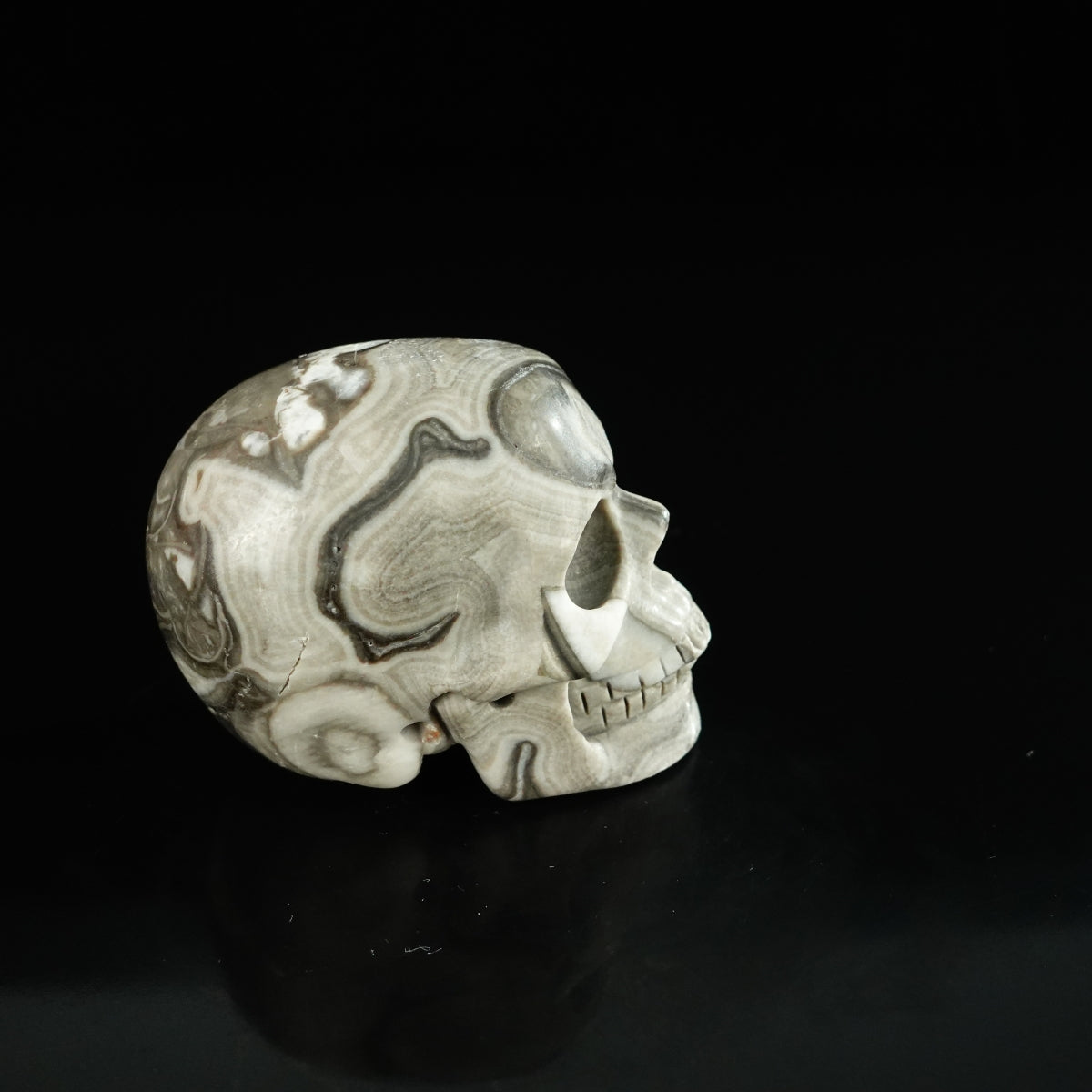2.2" Black Crazy Atage Crystal Skull Carving - Unique Piece #CA18