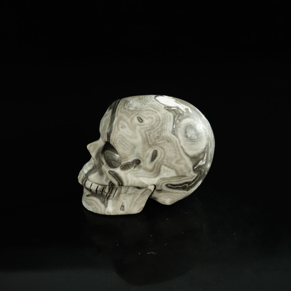 2.2" Black Crazy Atage Crystal Skull Carving - Unique Piece #CA18