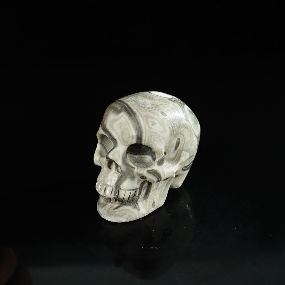 2.2" Black Crazy Atage Crystal Skull Carving - Unique Piece #CA18