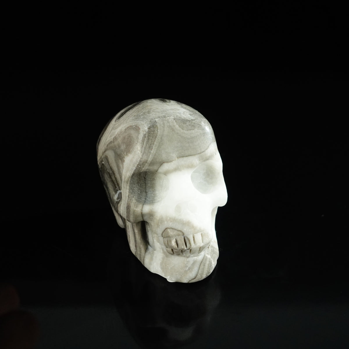 2.2" Black Crazy Atage Crystal Skull Carving - Unique Piece #CA19