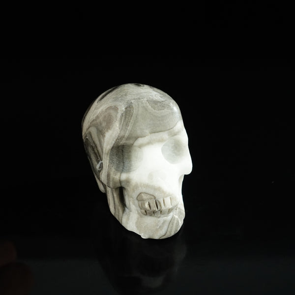 2.2" Black Crazy Atage Crystal Skull Carving - Unique Piece #CA19 - alternate view