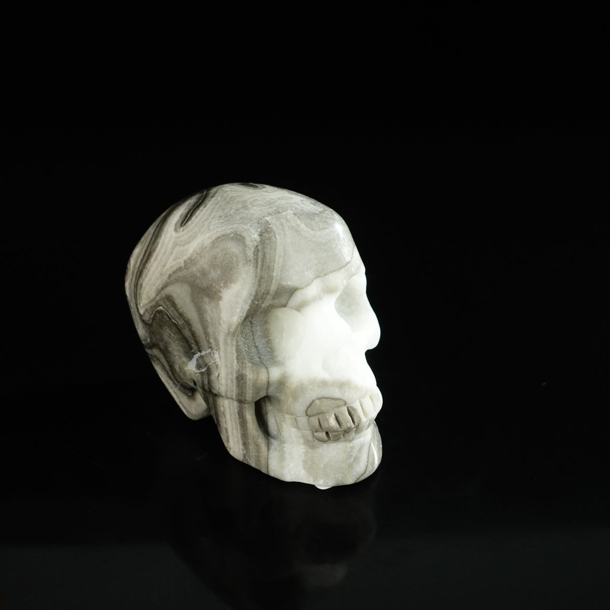 2.2" Black Crazy Atage Crystal Skull Carving - Unique Piece #CA19