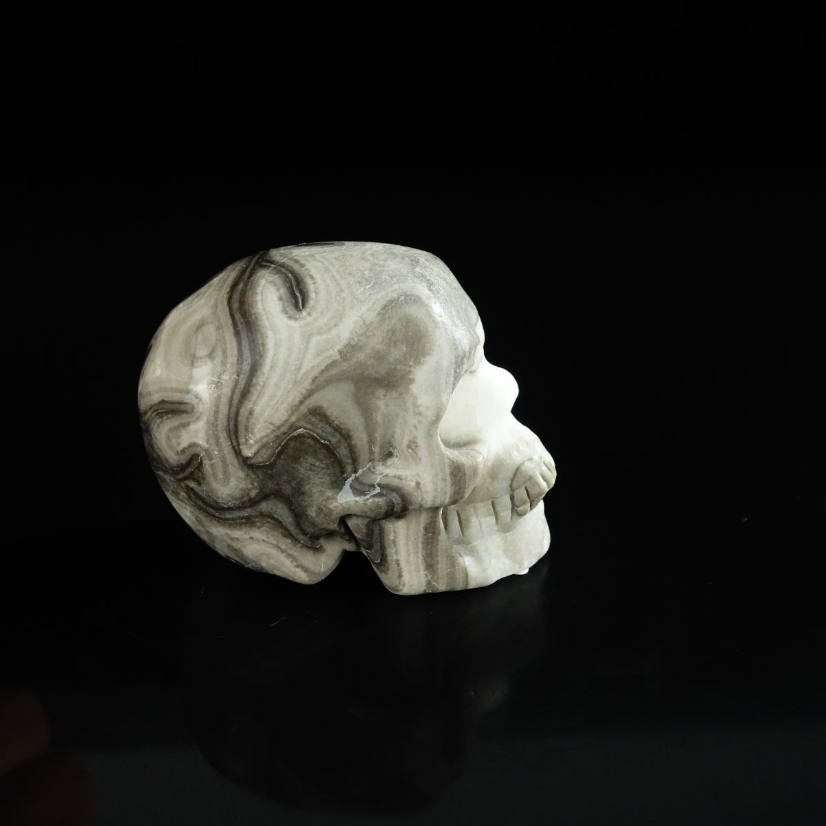 2.2" Black Crazy Atage Crystal Skull Carving - Unique Piece #CA19