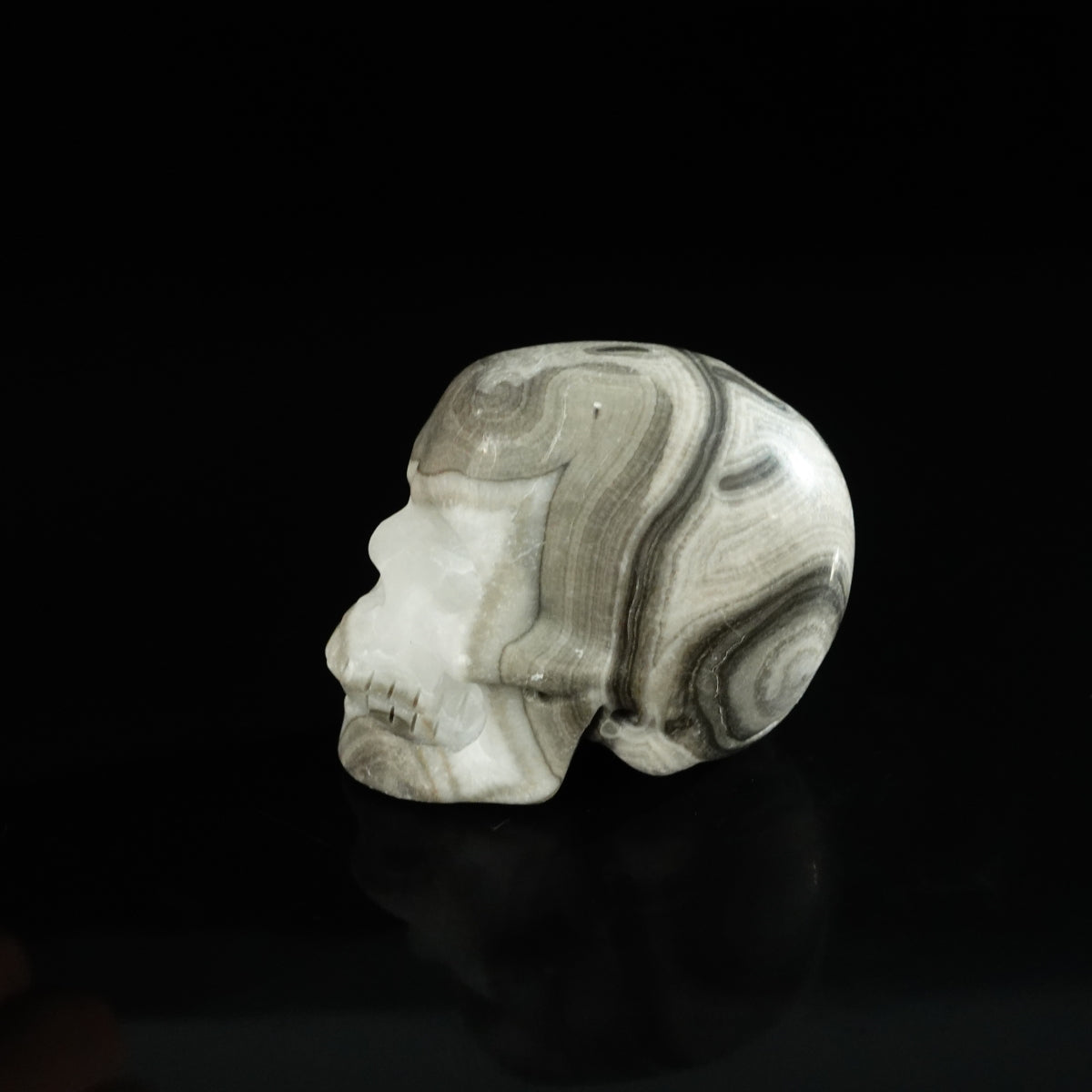 2.2" Black Crazy Atage Crystal Skull Carving - Unique Piece #CA19