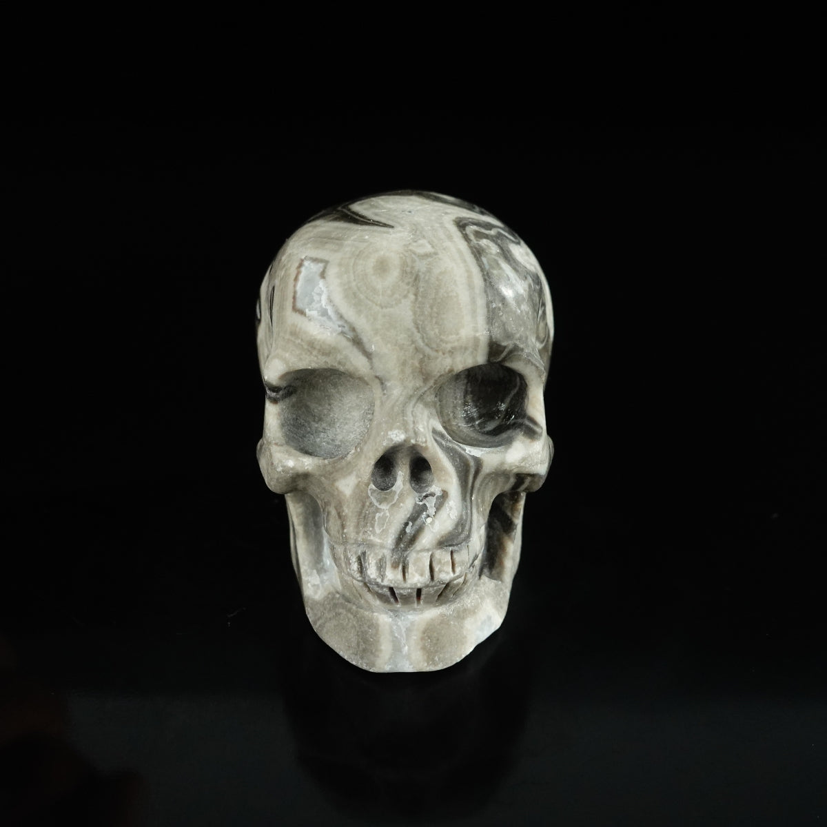 2.2" Black Crazy Atage Crystal Skull Carving - Unique Piece #CA20