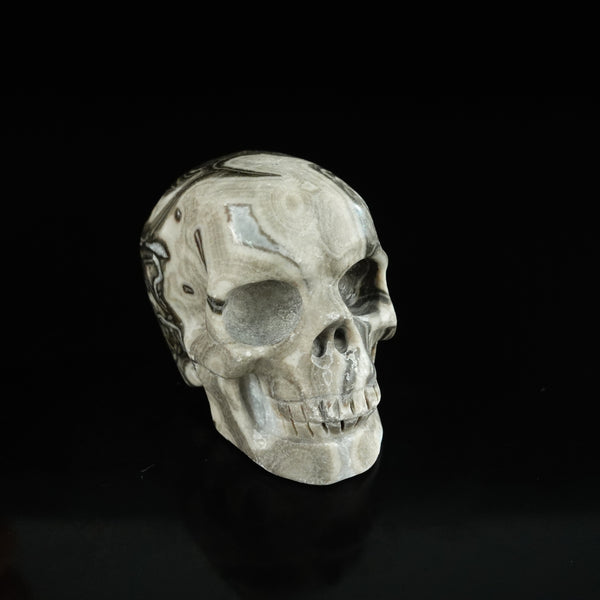 2.2" Black Crazy Atage Crystal Skull Carving - Unique Piece #CA20 - alternate view