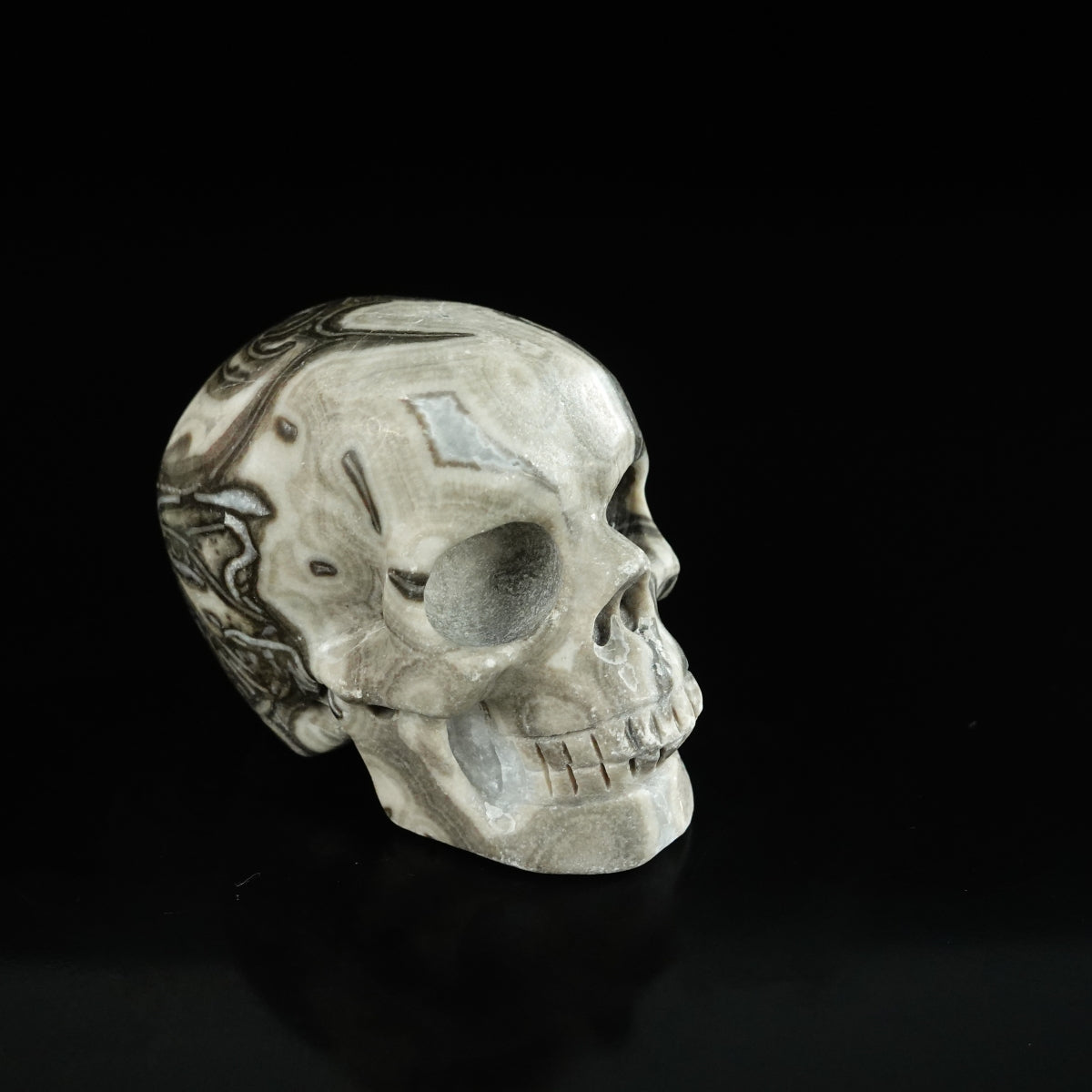 2.2" Black Crazy Atage Crystal Skull Carving - Unique Piece #CA20