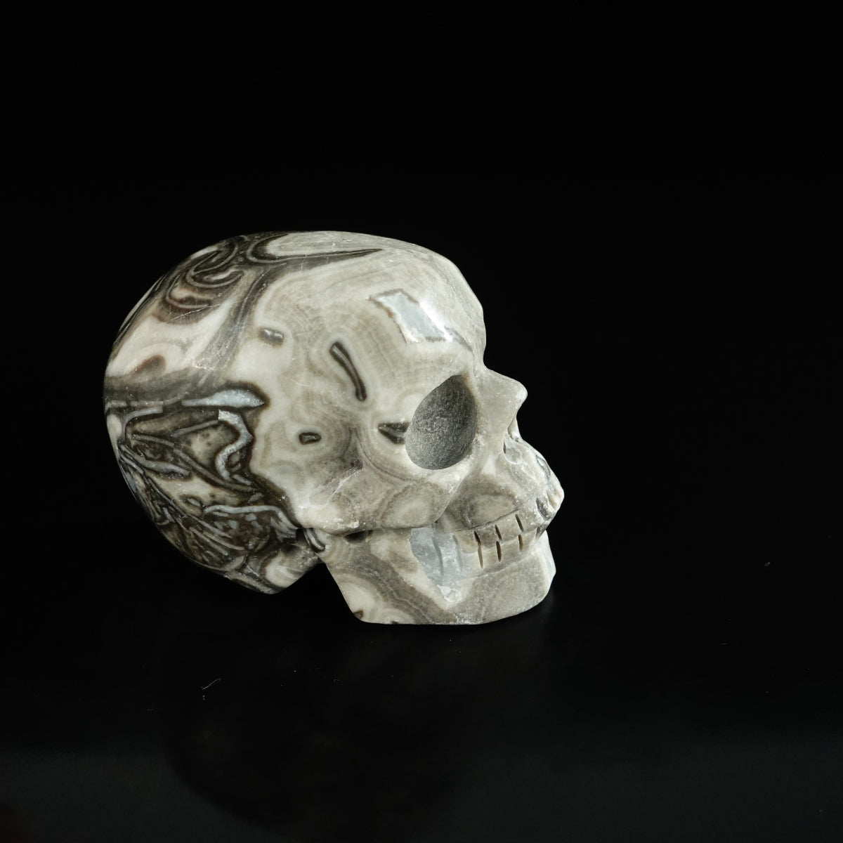 2.2" Black Crazy Atage Crystal Skull Carving - Unique Piece #CA20