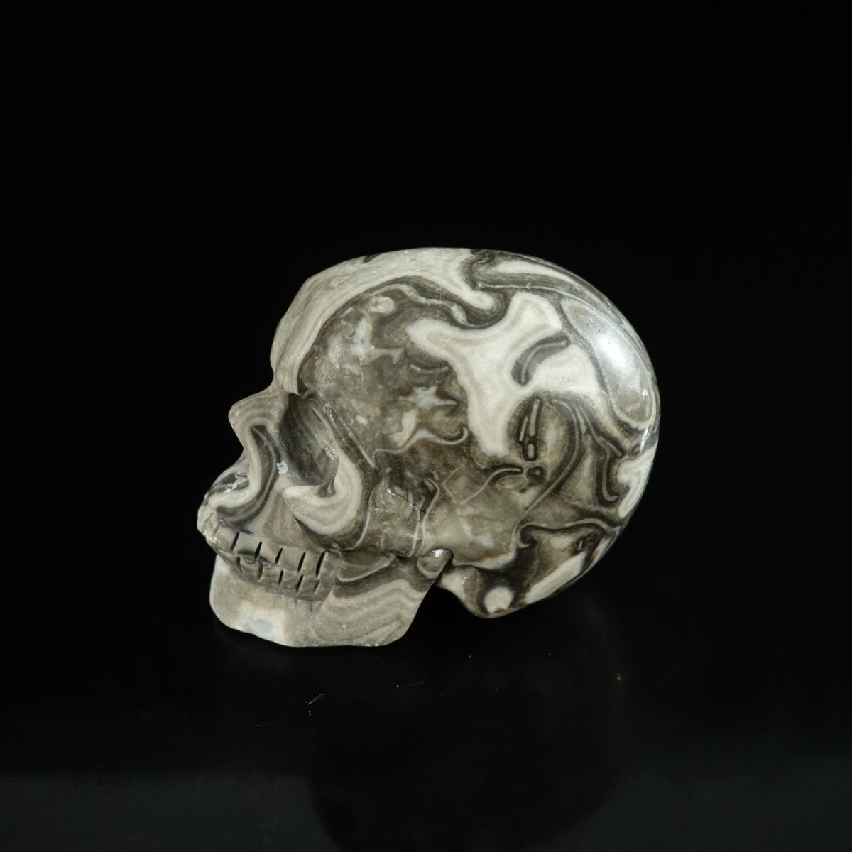 2.2" Black Crazy Atage Crystal Skull Carving - Unique Piece #CA20