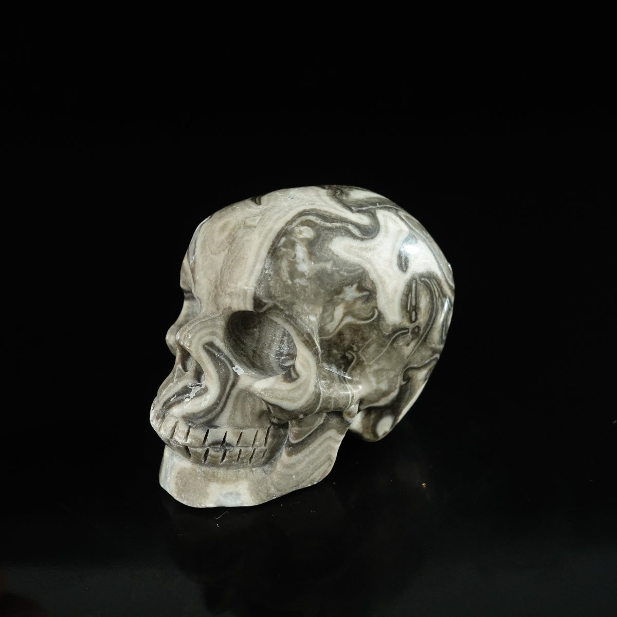2.2" Black Crazy Atage Crystal Skull Carving - Unique Piece #CA20