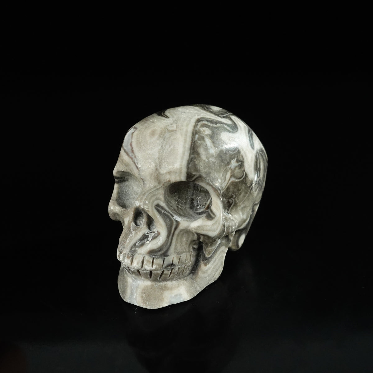 2.2" Black Crazy Atage Crystal Skull Carving - Unique Piece #CA20