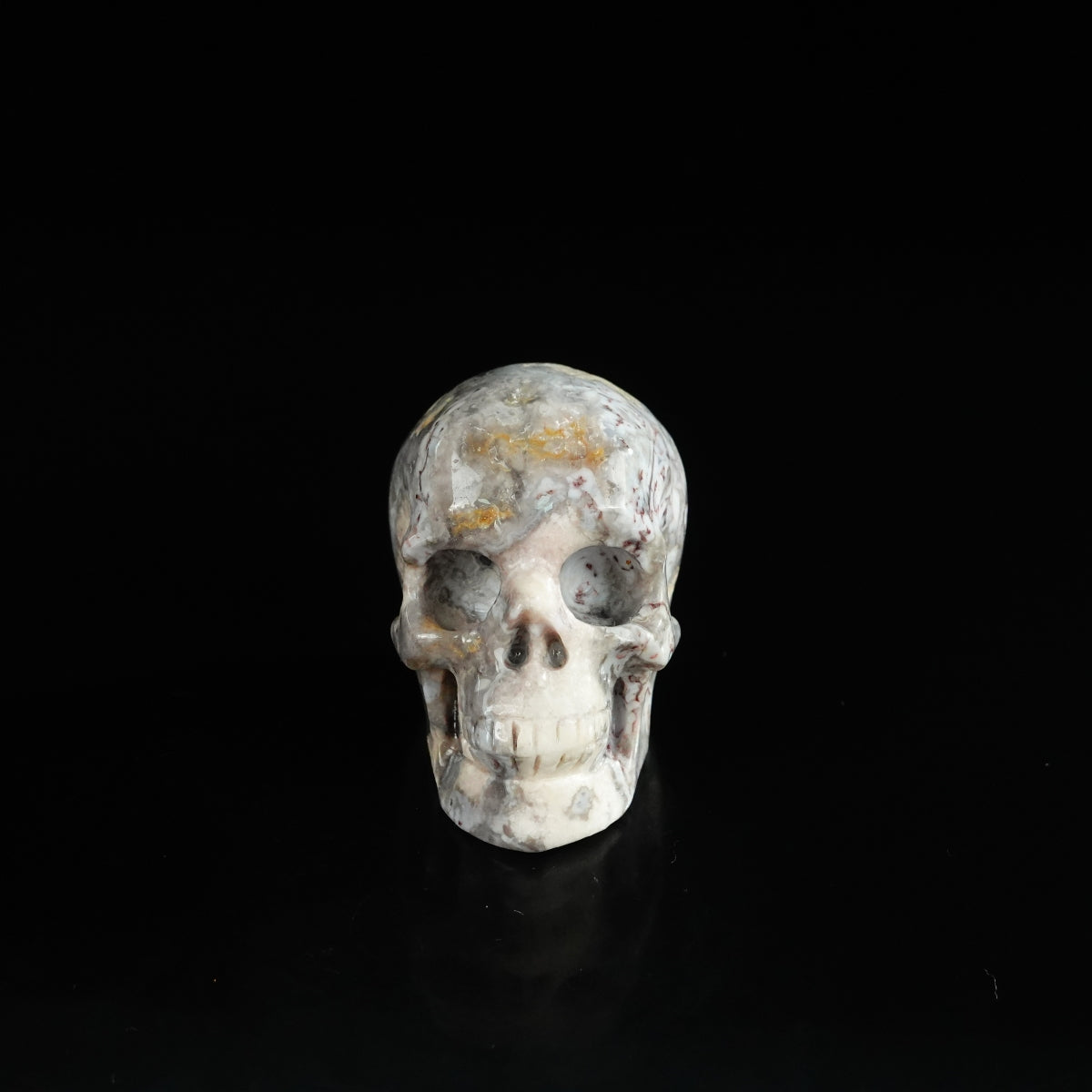 2.2" Blue Flower Agate Crystal Skull Carving - Unique Piece #BF01