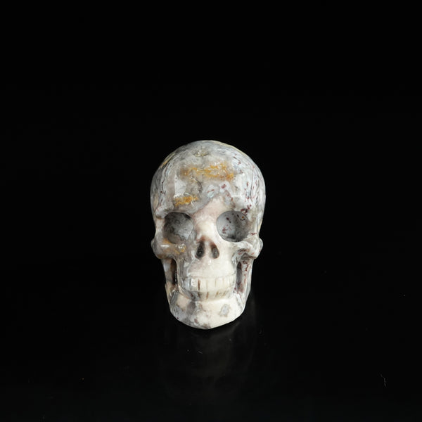 2.2" Blue Flower Agate Crystal Skull Carving - Unique Piece #BF01