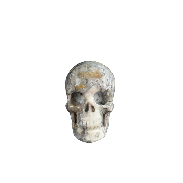 2.2" Blue Flower Agate Crystal Skull Carving - Unique Piece #BF01