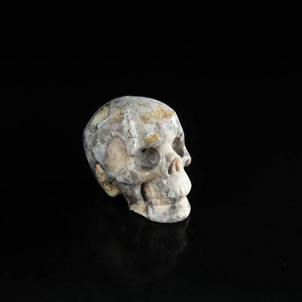 2.2" Blue Flower Agate Crystal Skull Carving - Unique Piece #BF01 - alternate view
