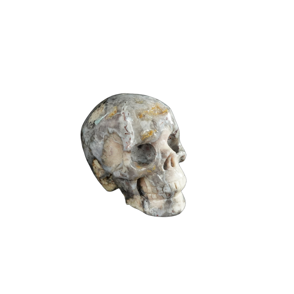 2.2" Blue Flower Agate Crystal Skull Carving - Unique Piece #BF01