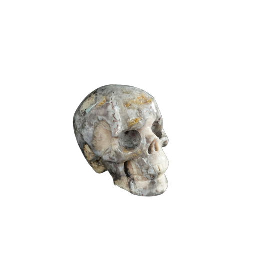 2.2" Blue Flower Agate Crystal Skull Carving - Unique Piece #BF01