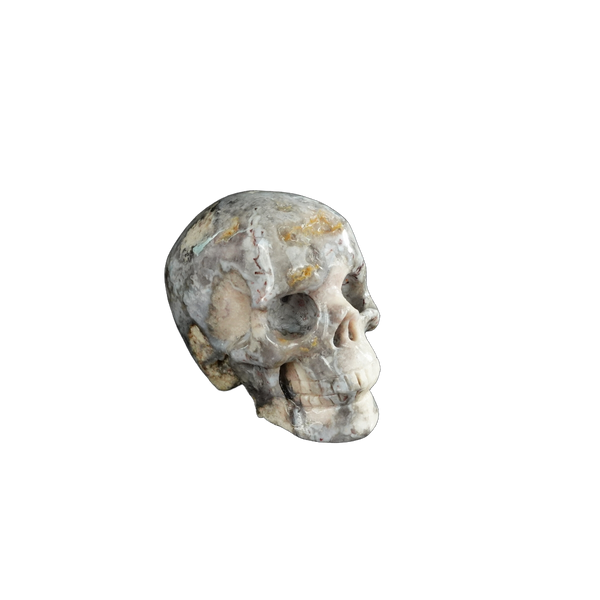 2.2" Blue Flower Agate Crystal Skull Carving - Unique Piece #BF01 - alternate view