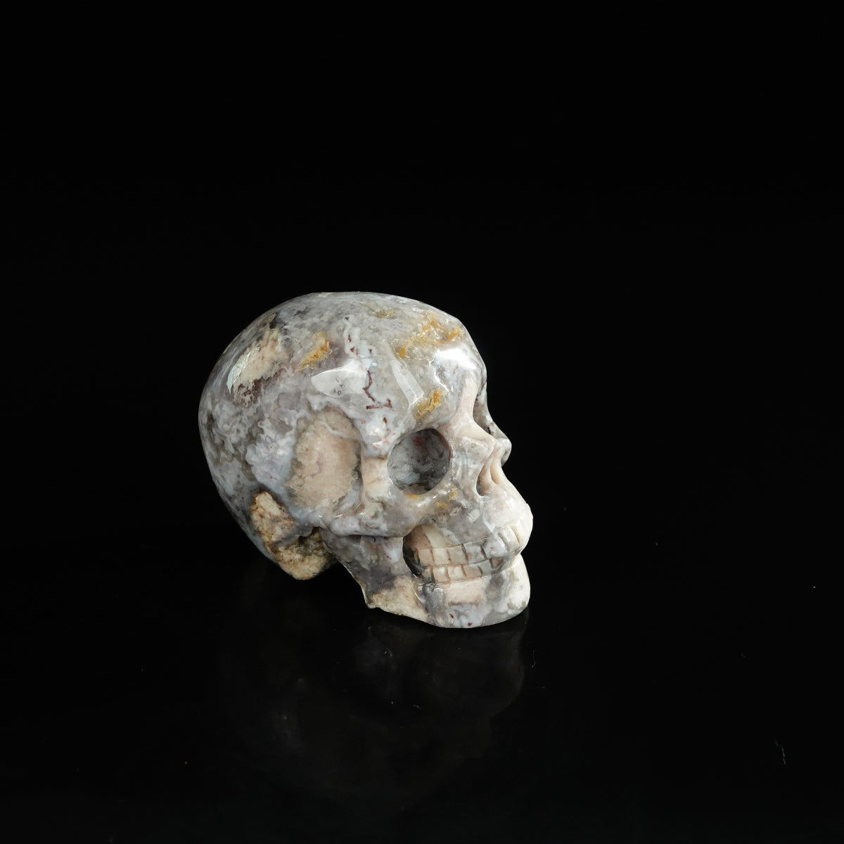 2.2" Blue Flower Agate Crystal Skull Carving - Unique Piece #BF01